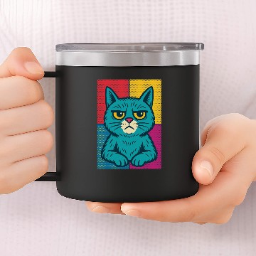 Discover Pop Art Grumpy Cat Design 14oz Stainless Steel Tumblers