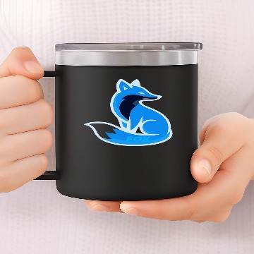 Discover Dynamic Blue Fox Emblem Design 14oz Stainless Steel Tumblers