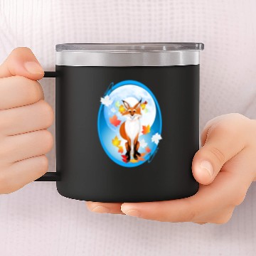 Discover Fall Fox and Wolf Moon-2 14oz Stainless Steel Tumblers