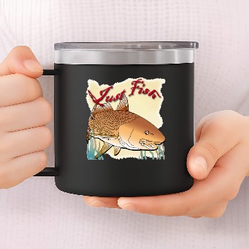 Discover Just Fish Redfish tan 14oz Stainless Steel Tumblers