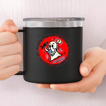 Discover Ghost Writer with Red Background , By FabSpark 14oz Stainless Steel Tumblers