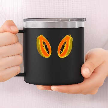 Discover papaya fruit cut half - digital 14oz Stainless Steel Tumblers