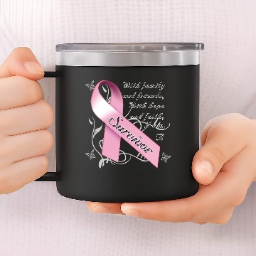 Discover Breast Cancer Survivor 14oz Stainless Steel Tumblers