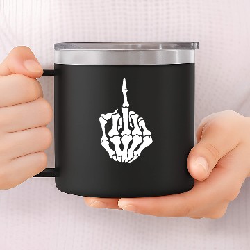 Discover Skeleton Middle Finger 14oz Stainless Steel Tumblers