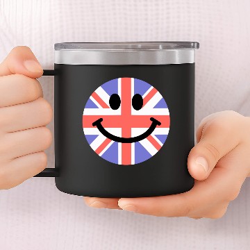 Discover British Flag Smiley Face 14oz Stainless Steel Tumblers