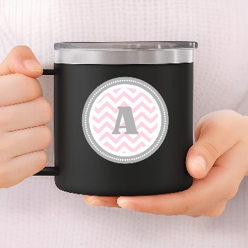 Discover Pink Chevron A 14oz Stainless Steel Tumblers