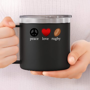 Discover Peace Love Rugby Dark 14oz Stainless Steel Tumblers