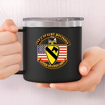 Discover 1st Cavalry Division w Flag 14oz Stainless Steel Tumblers