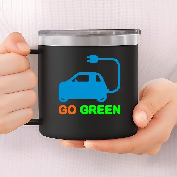 Discover GO GREEN ~ DRIVE ELECTRIC VEHICLES 14oz Stainless Steel Tumblers