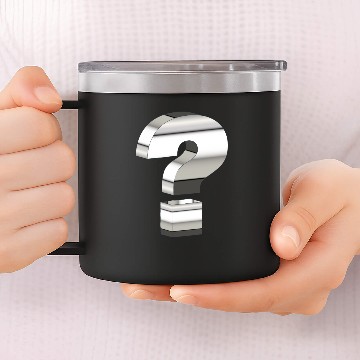 Discover Reflective Chrome 3D Question Mark 14oz Stainless Steel Tumblers