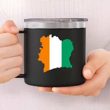Discover Ivory Coast Flag Map With Stroke 14oz Stainless Steel Tumblers