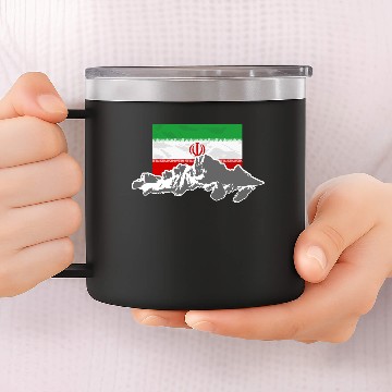 Discover Iran - Flag & Mountains 14oz Stainless Steel Tumblers