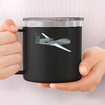 Discover Global Hawk UAV Drone simplified drawing 14oz Stainless Steel Tumblers