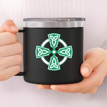 Discover Celtic cross vodicka decorative triquetras green 14oz Stainless Steel Tumblers