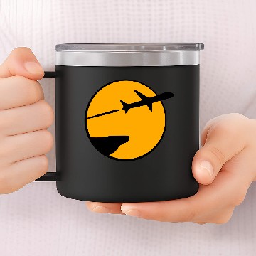 Discover cliff night moon sun dashed line paper airplane fo 14oz Stainless Steel Tumblers