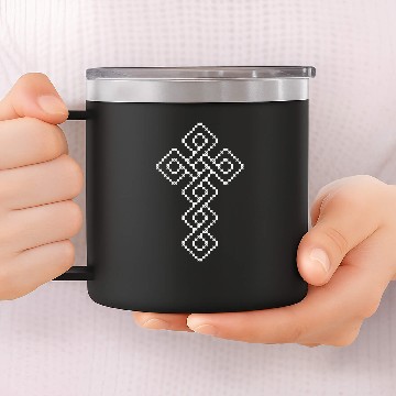 Discover Original white cross-stitch Celtic cross 14oz Stainless Steel Tumblers
