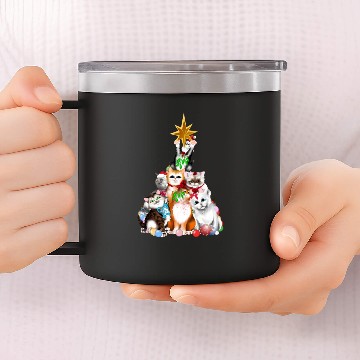 Discover Christmas Tree Kittens 14oz Stainless Steel Tumblers