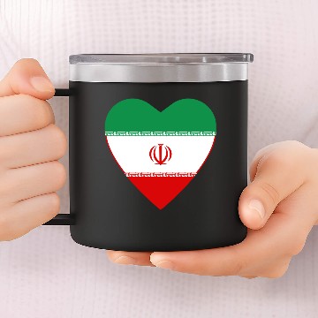 Discover Iran Flag Heart 14oz Stainless Steel Tumblers