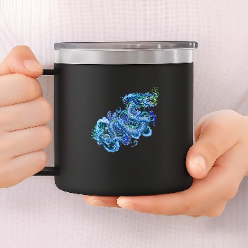Discover Large Blue Dragon 14oz Stainless Steel Tumblers