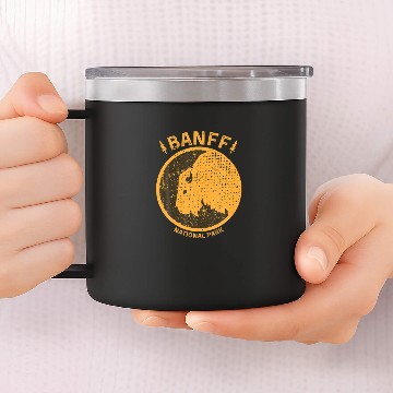 Discover Banff National Park Canada Bison 14oz Stainless Steel Tumblers