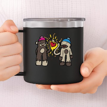 Discover Sock Monkey Love 14oz Stainless Steel Tumblers
