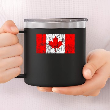 Discover Vintage Canada Flag Ringer 14oz Stainless Steel Tumblers