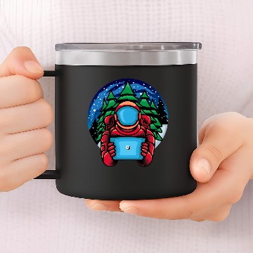 Discover Astro Santa Holding Tablet 14oz Stainless Steel Tumblers