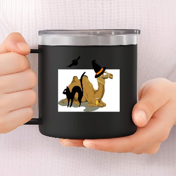 Discover Halloween Hump Day Camel with Black Cat 14oz Stainless Steel Tumblers