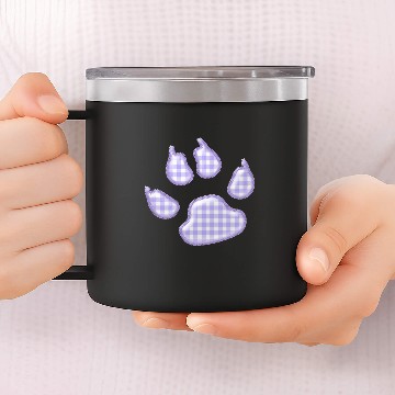 Discover gingham dog paw - purple 14oz Stainless Steel Tumblers
