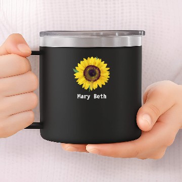 Discover Ray Of Sunshine Text Black Sunflower Personalized 14oz Stainless Steel Tumblers