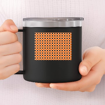 Discover Orange and White Gingham 14oz Stainless Steel Tumblers