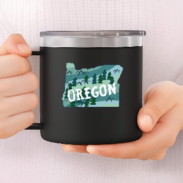 Discover Oregon State Map Illustration 14oz Stainless Steel Tumblers