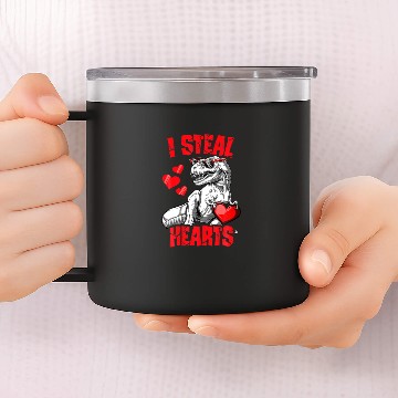 Discover Valentines Day Kids Dinosaur T Rex Lover I Steal H 14oz Stainless Steel Tumblers