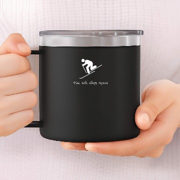 Discover Telemark skiing. Eat, Tele, Sleep, Repeat 14oz Stainless Steel Tumblers