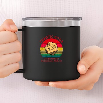 Discover Chaotic Good Good Intentions Questionable Methods 14oz Stainless Steel Tumblers