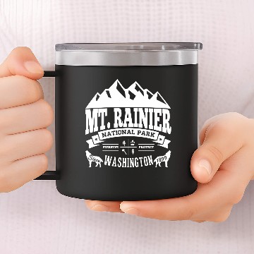 Discover Mt. Rainier Vintage White 14oz Stainless Steel Tumblers