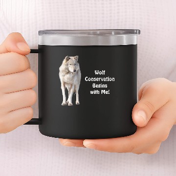 Discover Grey Wolf Conservation Wildlife Art 14oz Stainless Steel Tumblers