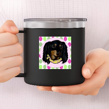 Discover Easter Long Haired Black Dachshund 14oz Stainless Steel Tumblers