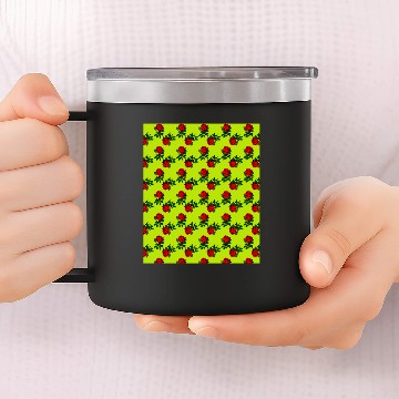 Discover red roses lime green 14oz Stainless Steel Tumblers
