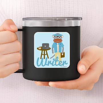 Discover Sock Monkey Author Fun Cartoon Character 14oz Stainless Steel Tumblers