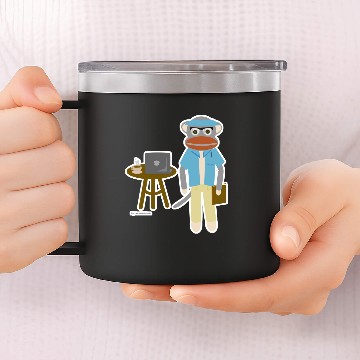 Discover Sock Monkey Writer 14oz Stainless Steel Tumblers