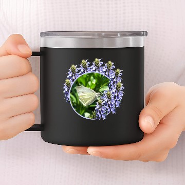 Discover White Butterfly Lavender Flowers 14oz Stainless Steel Tumblers