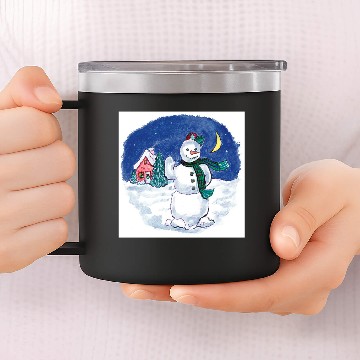 Discover Vintage Christmas Snowman Waving 14oz Stainless Steel Tumblers