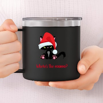Discover Cranky Christmas Cat Where's the Eggnog 14oz Stainless Steel Tumblers