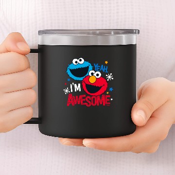 Discover Cookie Monster & Elmo | Yeah, I'm Awesome 14oz Stainless Steel Tumblers