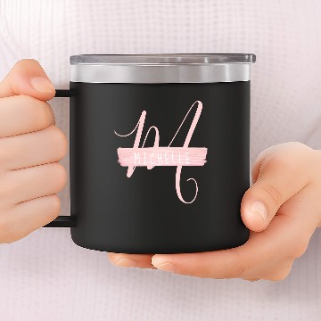 Discover Simple Rose Gold Paint Name Monogram Black 14oz Stainless Steel Tumblers