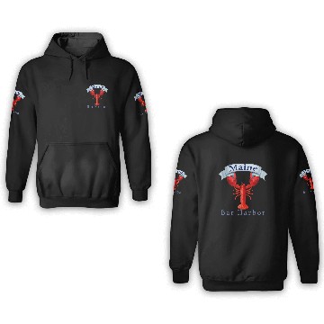 Discover Maine State Bar Harbor Lobster 3D Hoodies