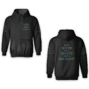 Discover Gym, Diet, Beast 3D Hoodies