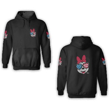 Discover Disney - Minnie Flag Glasses Baseball Tees 3D Hoodies