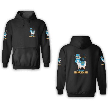 Discover Lama Llama Funny Jewish Alpaca Llama Menorah Happy Hanukkah Chanukah 3D Hoodies